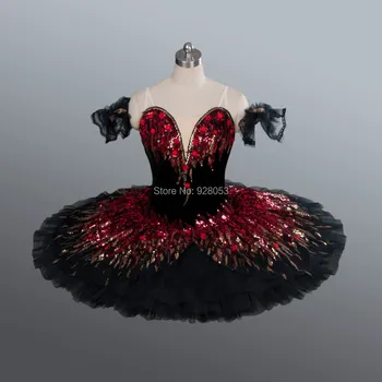 

Black Swan Ballet Stage Costumes Black Color Tutu Skirt Adult Professional Ballet Tutu Ballet Competition Dancewear BLY1164A