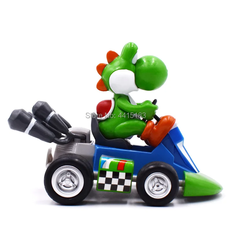 13 см аниме Super Mario Bros Kart вытяжной автомобиль Yoshi ПВХ фигурка кукла Коллекционная модель игрушки Рождественский подарок для детей