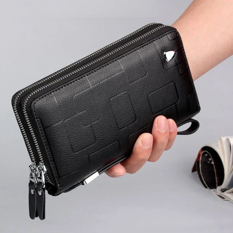 WEIXIER 2018 Cowhide Men Clutch Bag Genuine Leather Long Wallet