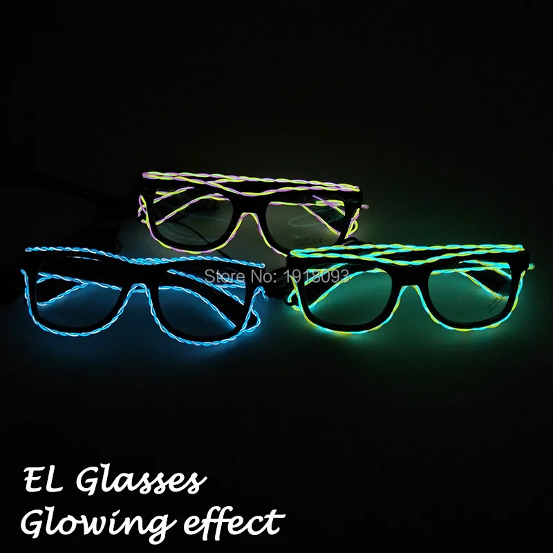 Новый Дизайн EL Провода светящиеся Очки пользовательские Rave Очки для карнавала украшения Праздничное освещение вечерние поставки