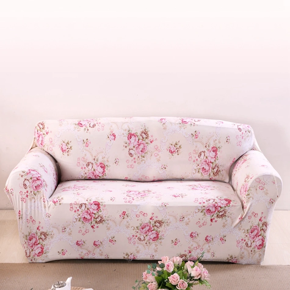 Розовые цветы Чехлы для дивана кровати для гостиной Loveseat спандекс Угловые Чехлы для кресел универсальные растягивающиеся покрытия для мебели плюшевые