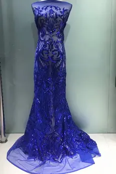 

Royal Blue Nigerian Sequins Lace Fabrics Idian Nigerian Lace Fabrics Embroidery African Tulle French Lace Materials For Women