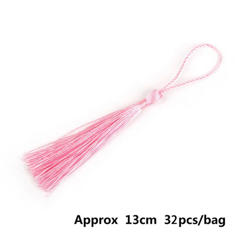 32 шт, 13 мм, полиэфирные серьги с кисточками, китайские серьги с узлом, подвески, кисточки, рукоделие, шитье, сделай сам, одежда, швейная ткань с кисточками и бахромой - Цвет: Pink