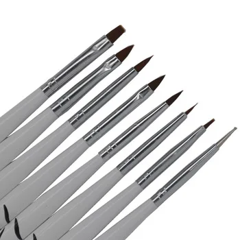 YZWLE 8Pcs/Pack Professional UV Gel Pen Brush Nail Art Acrylic 8 Size Flat Brush Pen Dotting Draw Paint Tool Set
