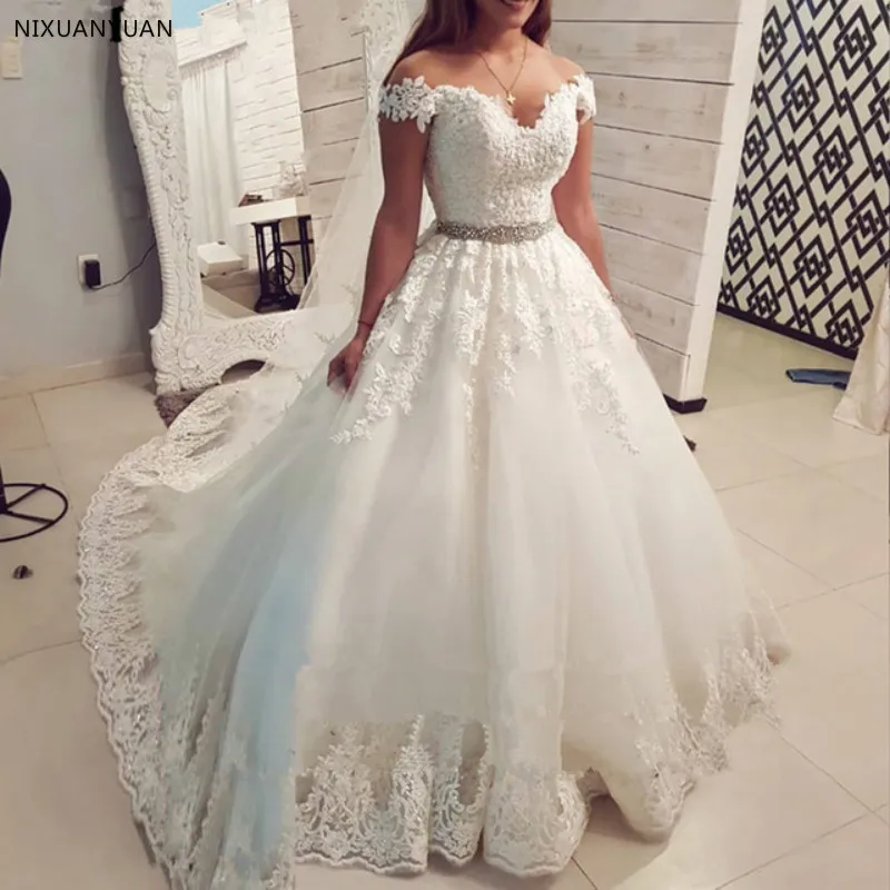 Best Price New Vestidos De Novia Vintage Ball Gown Tulle Wedding Dress 2020 Princess Quality Lace Wedding Bride Dress June 2020