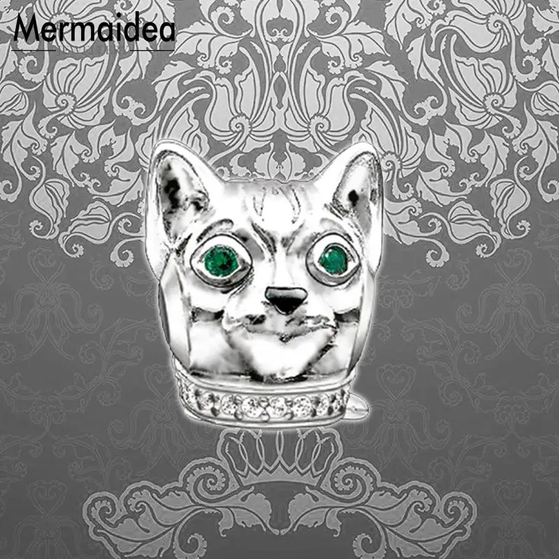 

DIY Beads Cat Charm 5mm Hole Fashion Silver Jewelry Cute Gatos Gift For Women Girl Fit Bracelets Necklace Choker 2019 New