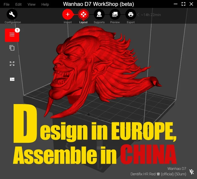 

Wanhao D7 Workshop Slicer Software License Developed in Europe Compatible with Wanhao D7 and D7 Plus