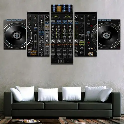 

5 Pieces Music DJ Console Instrument Mixer Poster For Living Room Wall Art Modular Picture Home Decor Canvas Paintings Modern