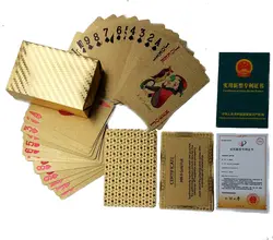 5 комплектов ПЭТ золотой Карточные игры двухслойные Пластик фольги магия карты 24 К золотой фольги покера прочный Водонепроницаемый карт