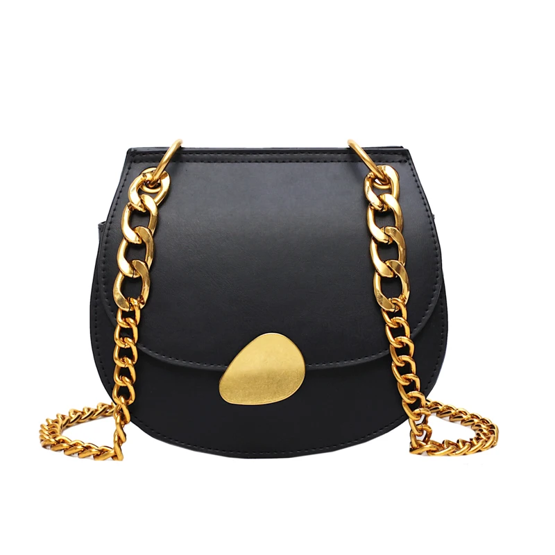 

2019women Bag Shoulder Bags Pu Flap Solid Hard New Style Student Saddle Retro Single Chain Shoulder Vintage Versatile