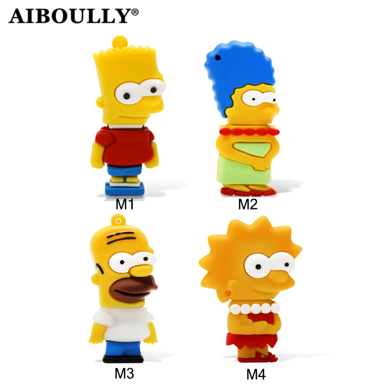 

Usb Stick 4gb 8gb 16gb 32gb 64gb Flash Memory Stick Pendrive Simpson USB Flash Drive For Tablet PC Free Phone Strap