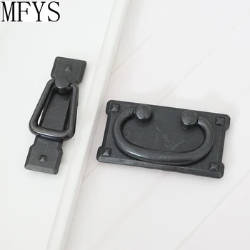 

2.2" 3" Vintage style Dresser Drawer Pull Handles Antique Black Square Door Cabinet Handles Pull Drop Bail Back Plate 57 76 mm