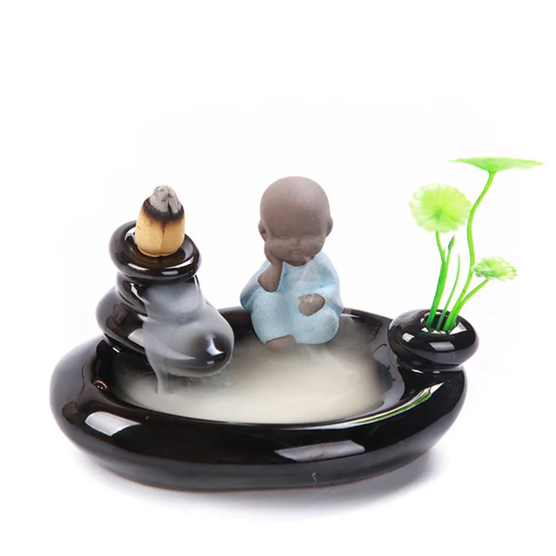

Backflow Incense Burner Smell Removing Dehumidification Incense Holder Small Monk Glazed Ceramic Burner Teahouse Home Decor