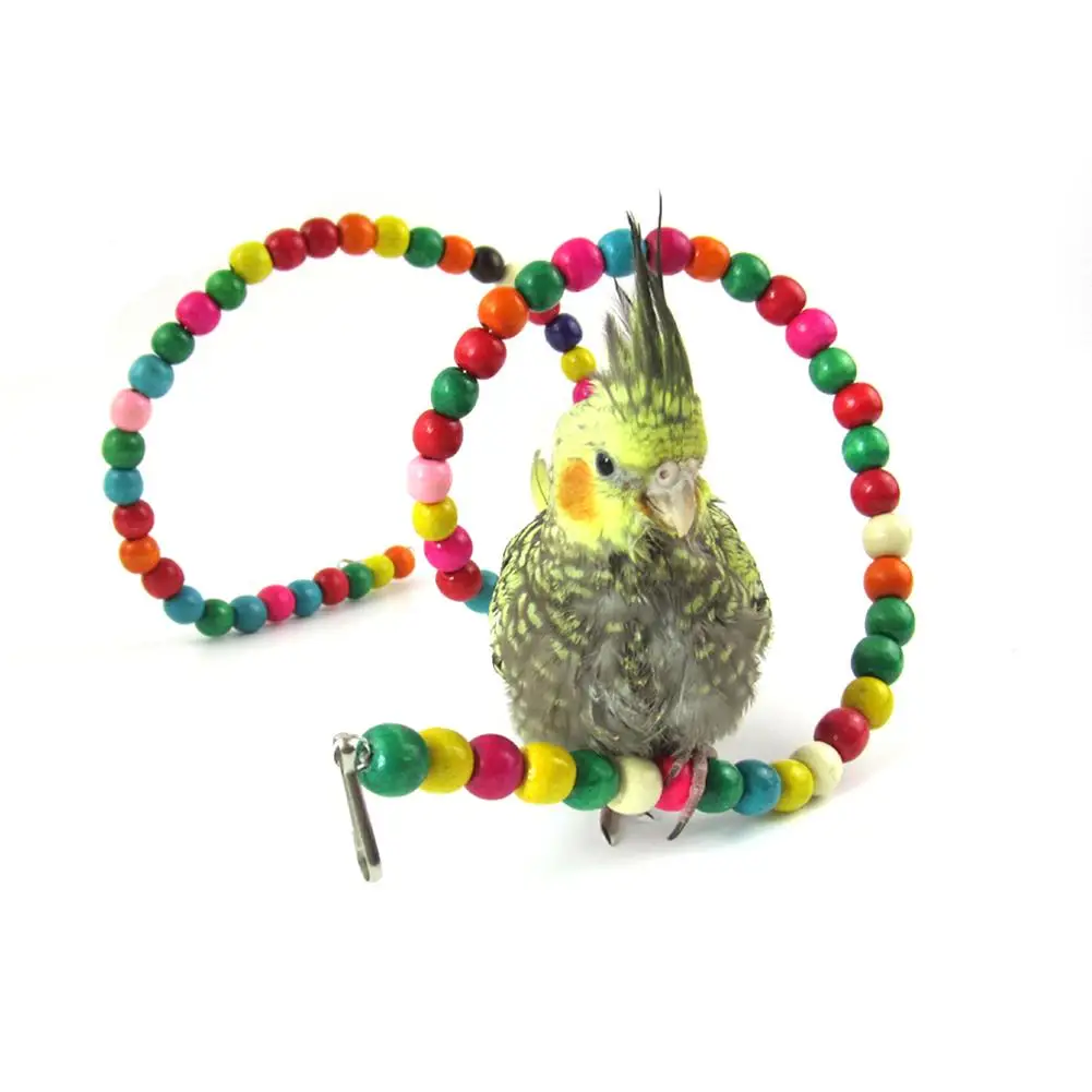 Жердочка для птицы насест для попугая качели укуса игрушка цветные бусины складная игрушка для птиц