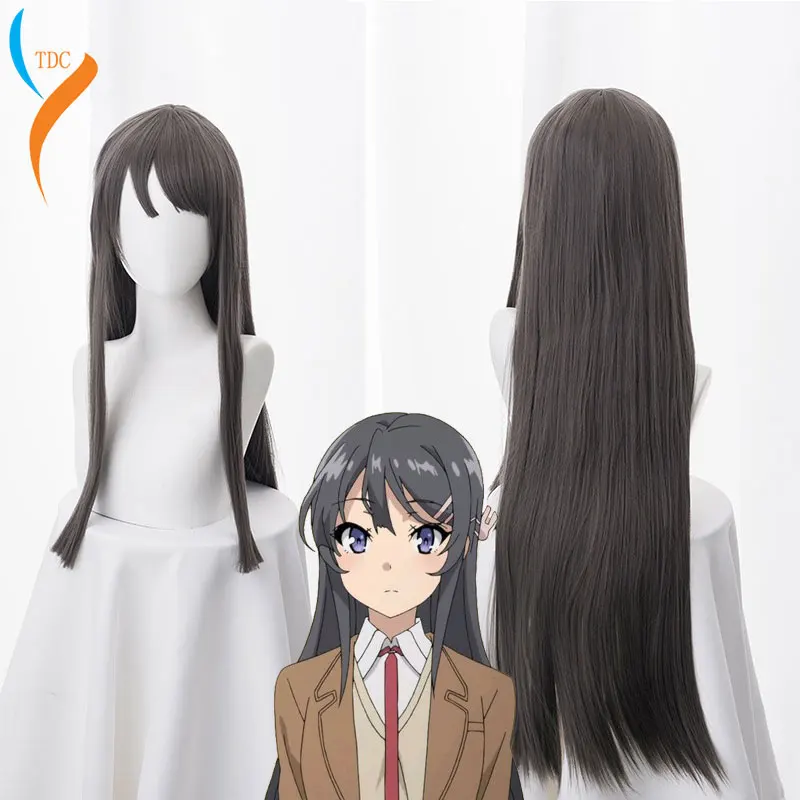 Seishun Buta Yarou wa Bunny Girl Senpai no Yume wo Minai Sakurajima Mai  Dark Gray Long Cosplay Wigs For Sale