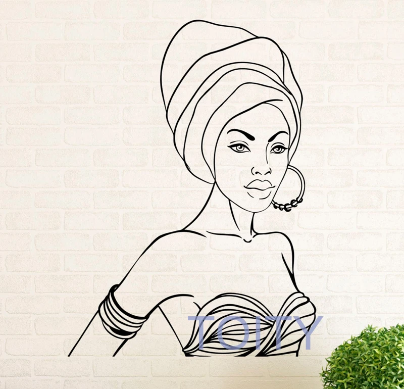 cheap Africa African Girl Wall Decals Vinyl Sticker Window Nursery Bedroom Home Decor Dorm Interior Room Art Murals H76cm x W57cm