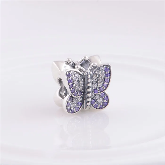 

Fits European Brand Charm Bracelet Necklaces DIY 925 Sterling Silver Original Beads Zircon Butterfly Charm Women Jewelry LW358
