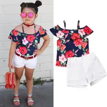 Cute Toddler Baby Kids Girl Off shoulder Rose Printed Top+White Shorts Outfit Clothes 2PCS Toddler Kids Baby Girl цена Cute Toddler Baby Kids Girl Off shoulder Rose Printed Top+White Shorts Outfit Clothes 2PCS Toddler Kids Baby Girl цены онлайн