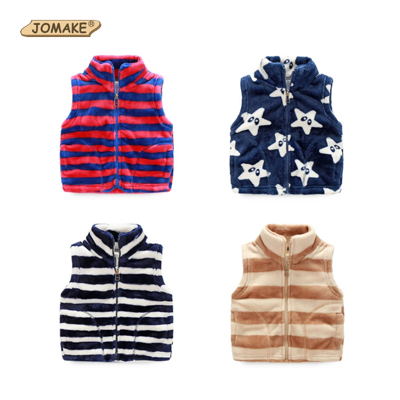 Fleece Baby Vest Autumn Striped Fashion Kids Waistcoat For Toddler Girl