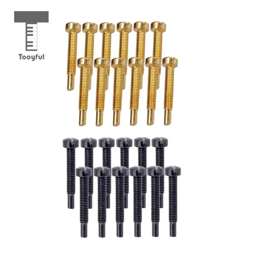 Tooyful 12 Sets Electric Guitar Humbucker Polepiece Mounting Screws Golden + Black