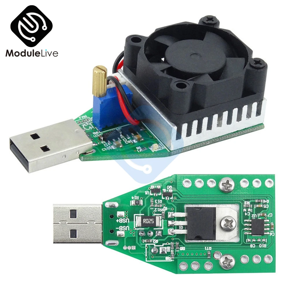 

15W 3.7-13V Electronic Load Resistor USB Discharge Battery Tester with Fan
