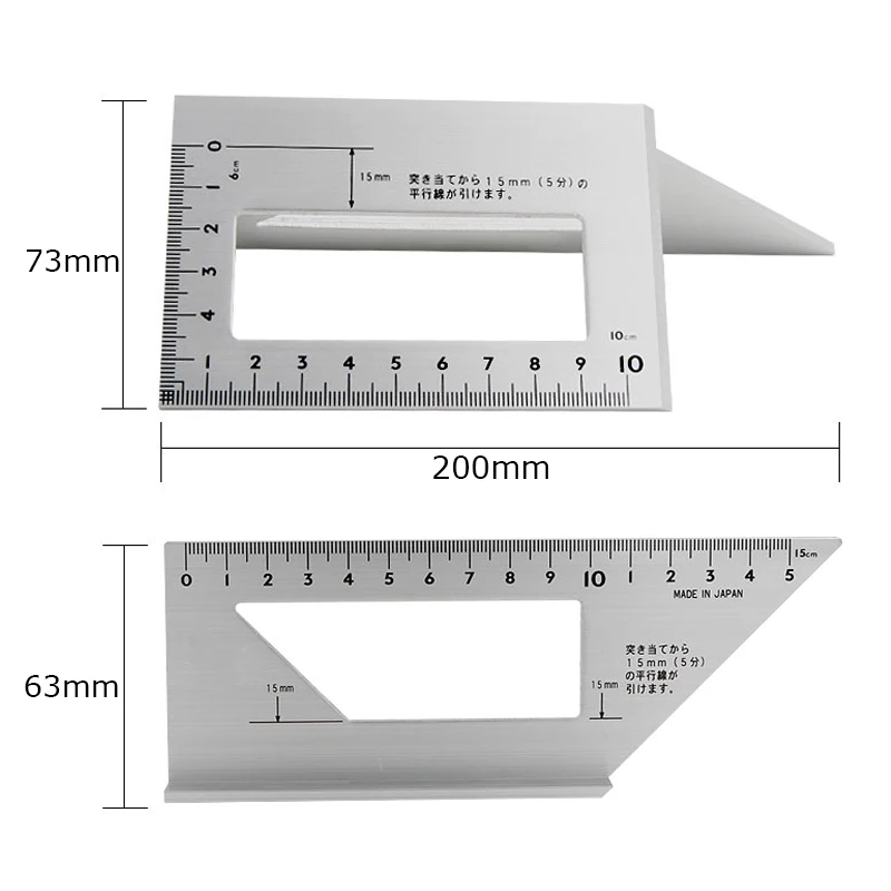 Aluminum Alloy Gauge Square 45 degree 90 degree Protractor Angle Ruler For Carpenter Woodworking Measuring Tools