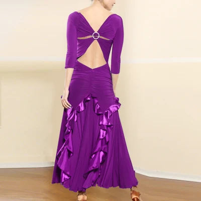 Новое платье для бальных танцев для взрослых/женщин стандартный бальный зал танцевальные юбки женские платья Vestido De Formatura танцы вальса платье - Цвет: Фиолетовый