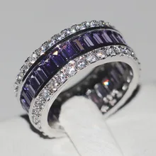 Victoria Wieck Completo 15ct Amatista Cz diamante Simulado Mujeres Engagement Wedding Band Anillo de Plata de ley 925 de Joyería de moda