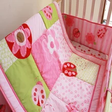 Комплект детского постельного белья из 6 предметов, детское одеяло с цветами божьей коровки, бамперная юбка для детской кроватки, комплект детской кроватки, постельные принадлежности для малышей