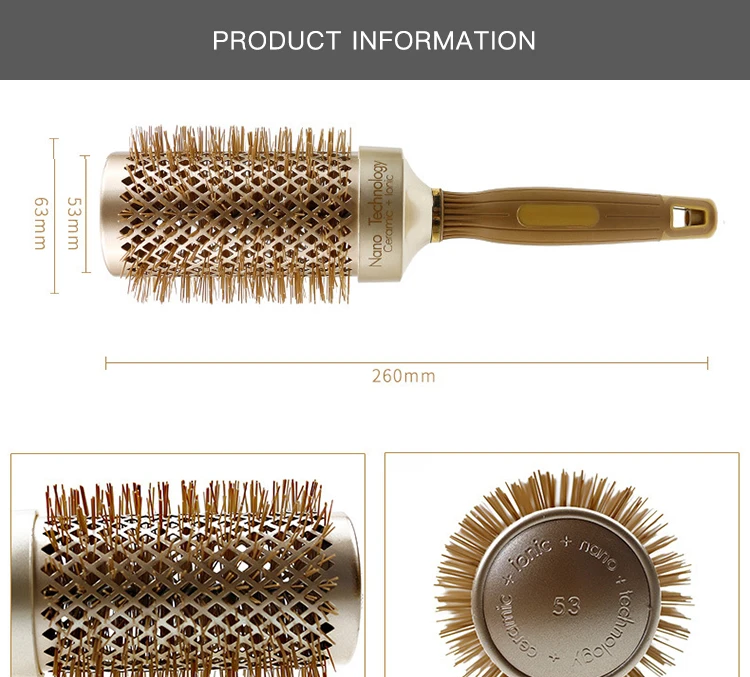 Professional Hair Dressing Brushes High Temperature Resistant Ceramic Iron Round Comb Hair Styling Tool Hairbrush