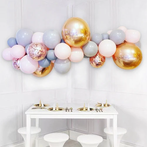 

48pcs Grey Balloons Garland Kits Baby Pink Balloons Rose Confetti Balloons for Party Wedding Birthday Girls Baby Shower Decor