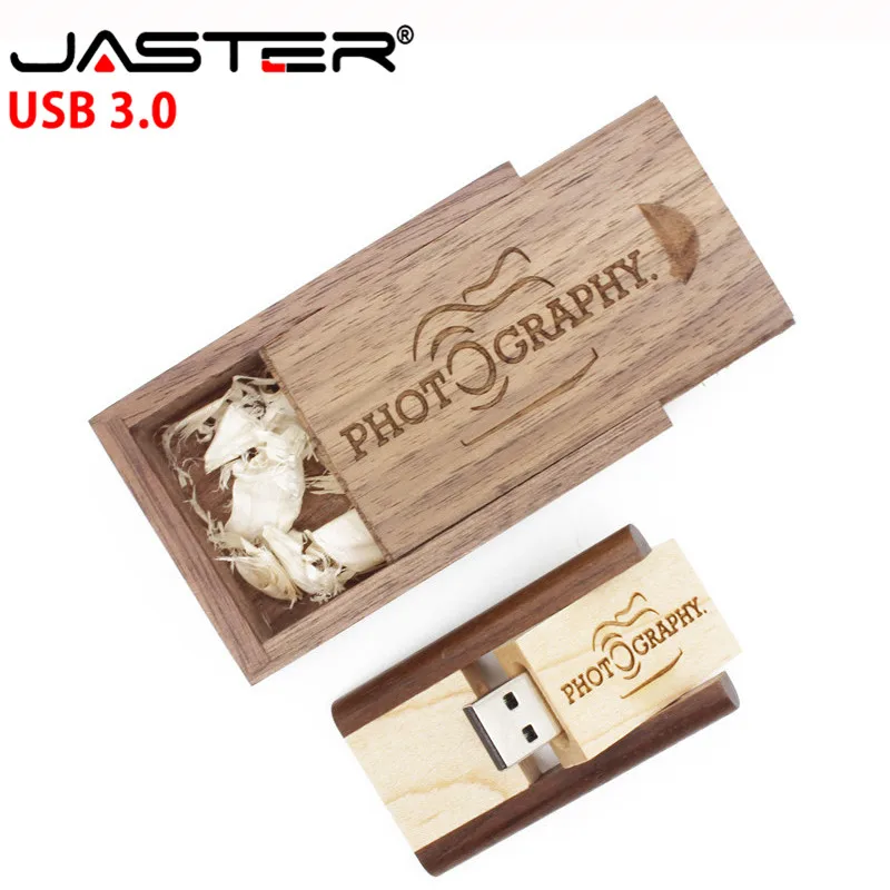 JASTER USB 3,0 вращающийся деревянный usb флеш-накопитель 64 ГБ 16 ГБ 32 ГБ карта памяти usb creativo логотип гравировка свадебные подарки