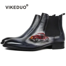 VIKEDUO Autumn New Fashion Ankle Boots Men Genuine Leather Patina Car Painted Chelsea Boot Male Classic Handmade Botas Hombre цена VIKEDUO Autumn New Fashion Ankle Boots Men Genuine Leather Patina Car Painted Chelsea Boot Male Classic Handmade Botas Hombre цены онлайн