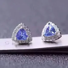 Натуральные Синие серьги с танзанитом, 925 серебро, серьги с натуральным драгоценным камнем, женские элегантные модные трендовые вечерние серьги