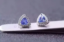 natural blue tanzanite earrings 925 silver Natural gemstone earring women elegant fashion trendy earrings for party
