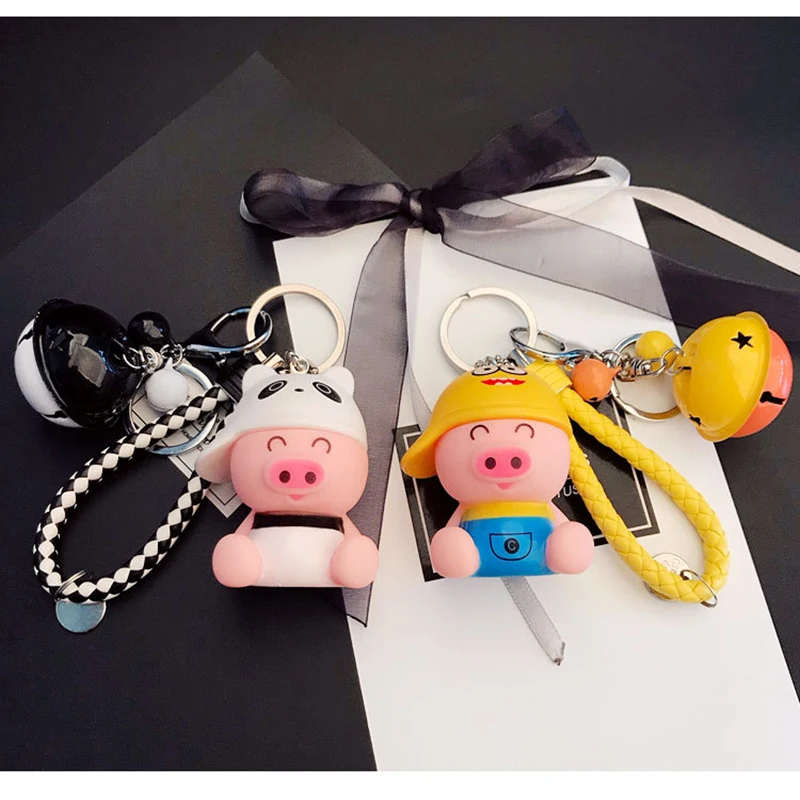 

Cartoon doll pig keychain creative silicone cute toque cat key chain car bag pendant for men and women
