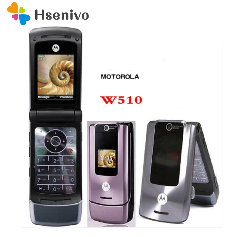 W510 разблокированный GSM Quad Band флип Motorola W510 разблокированный 1," 1.3MP флип сотовый телефон