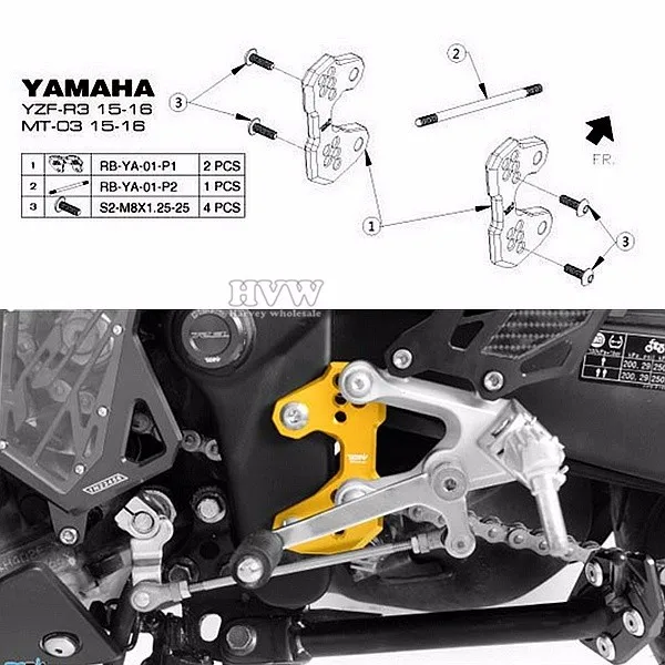 Мото ЧПУ алюминиевый мотоцикл Rearset база подножки задний для yamaha YZF-R3 YZFR3 YZFR25 YZF R3 R25 15 к 16 к