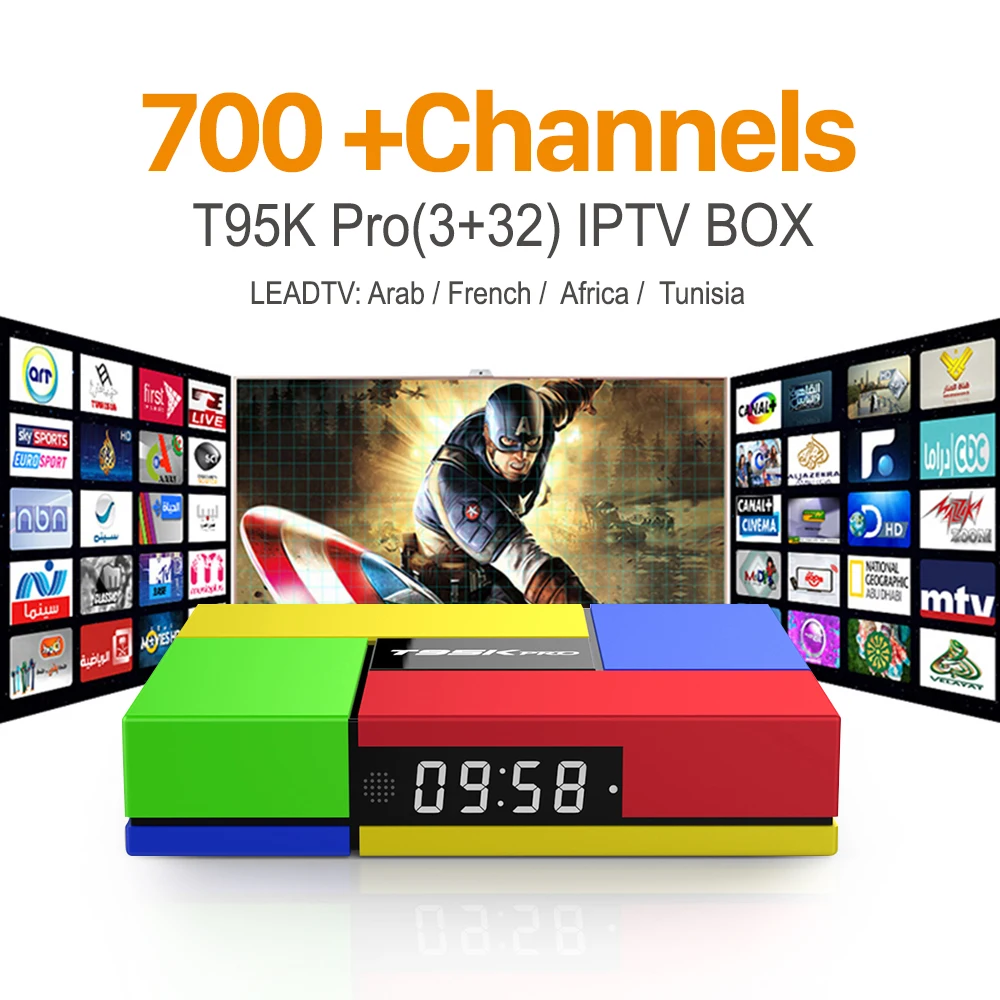Europe Arabic French IPTV Channels Android 6.0 4K TV Box S912 T95Kpro 3GB RAM Support Sport Canal Plus French Iptv Set Top Box