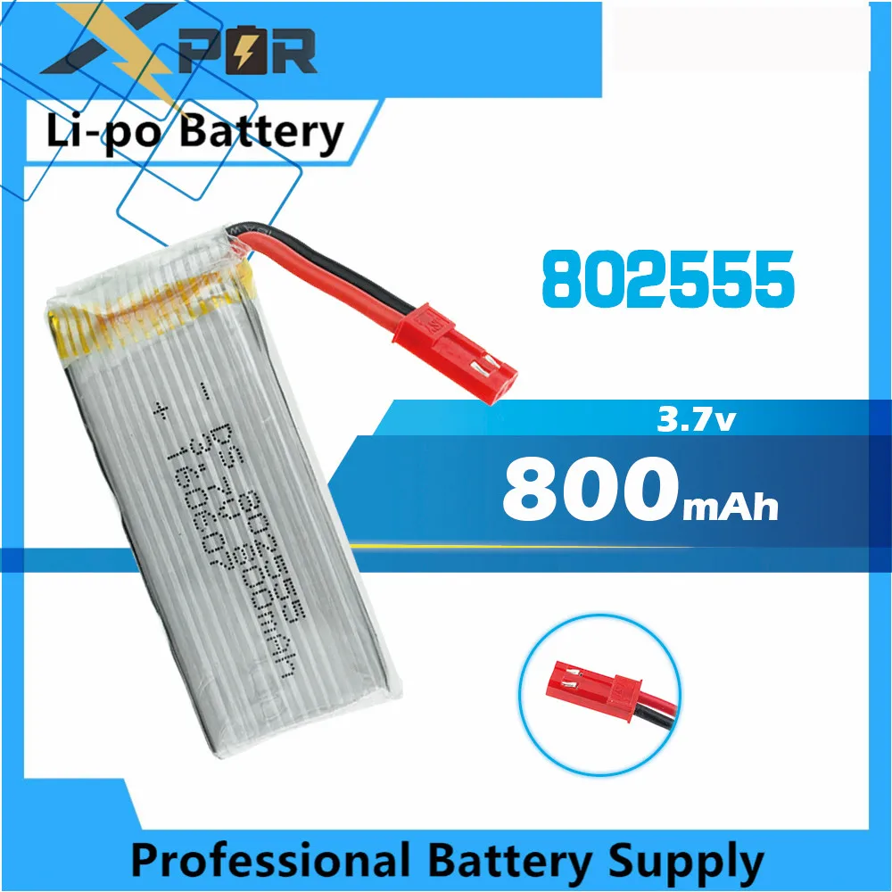 

3.7V 800mah 25C lipo battery 802555 Jst plug For TK110HW JRC H12C H12W JXD 509 509W 509G RC Drone Quadcopter parts