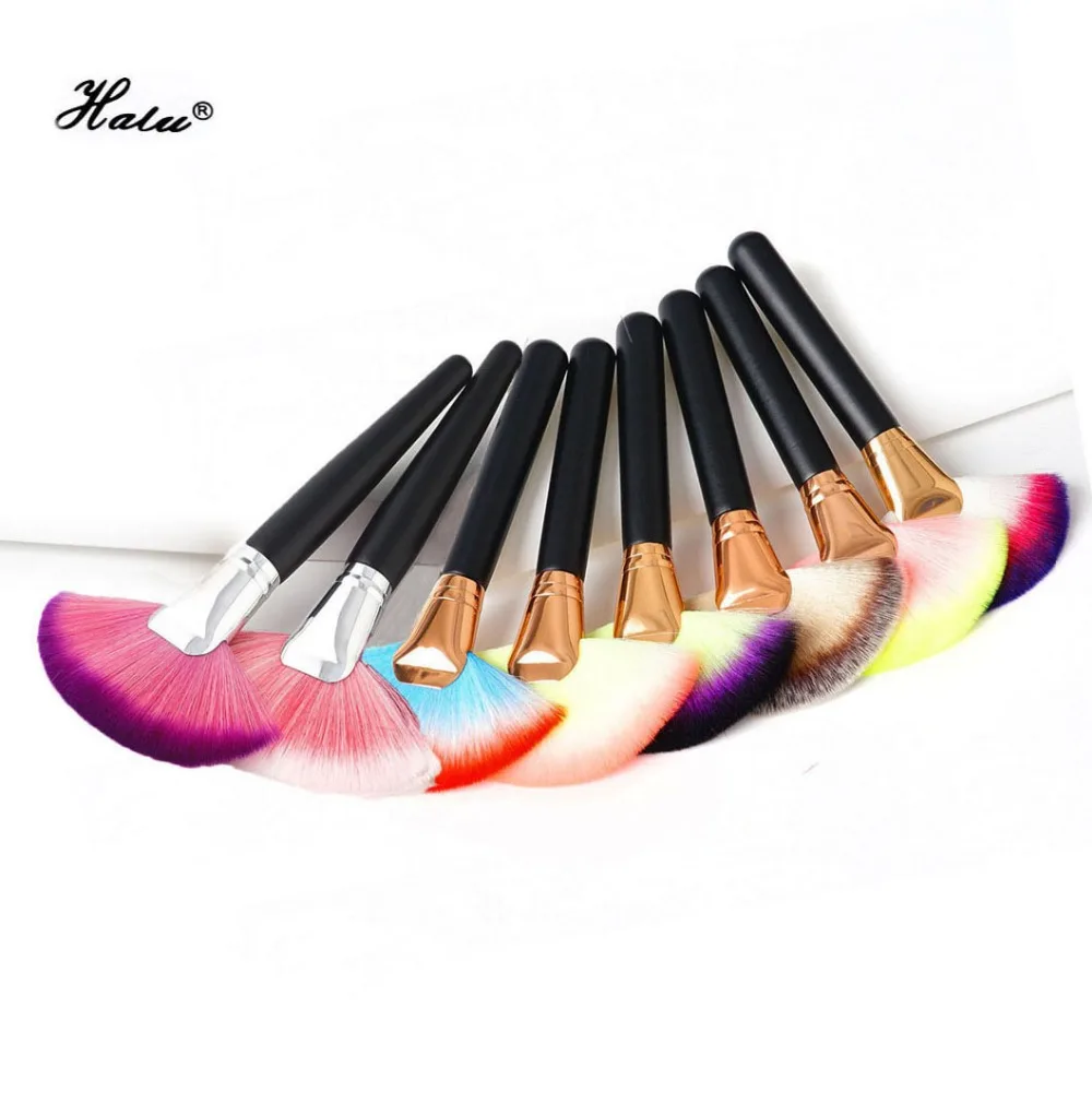 

HaLu Colorful Single Large Fan Shape Makeup Brushes Foundation Loose Powder Blush Professional Powder Sector Makeup Brush