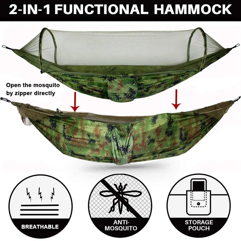 Кемпинг гамаки с москитной сеткой портативный быстро открытый гамак кровать анти-москитный парашют гамак для наружного рюкзака Ba