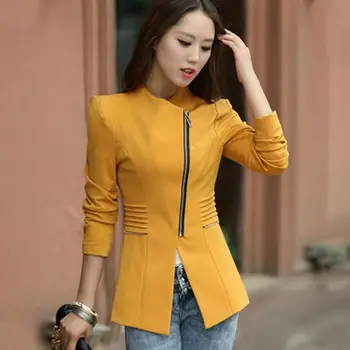 

Women Zipper Blazer Suit Lady Formal Outwear Long Sleeve Coat Women Slim Fit Jacket Tops