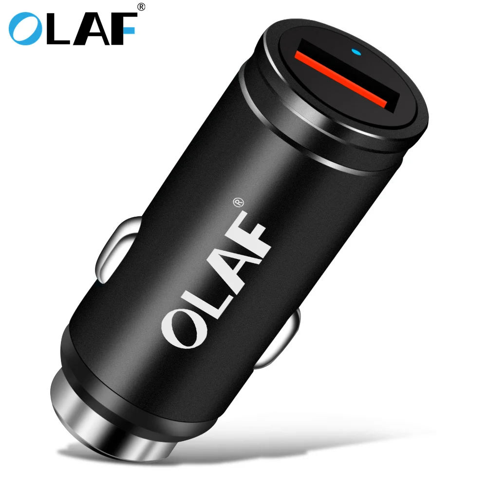 أولاف سريعة تهمة 3.0 شاحن سيارة ل الهاتف المحمول USB شاحن سيارة كوالكوم QC 3.0 سريع محول الشحن شاحن سيارة USB صغير