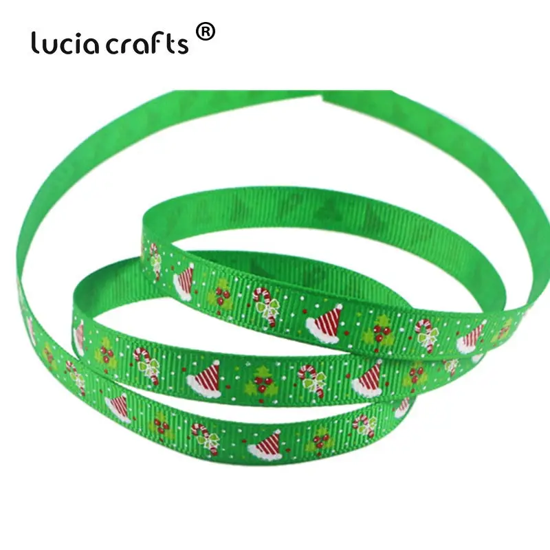 Lucia crafts 5 ярдов/12 ярдов 10 мм печатные рождественские корсажные/атласные ленты DIY рождественские вечерние упаковочные материалы T0502