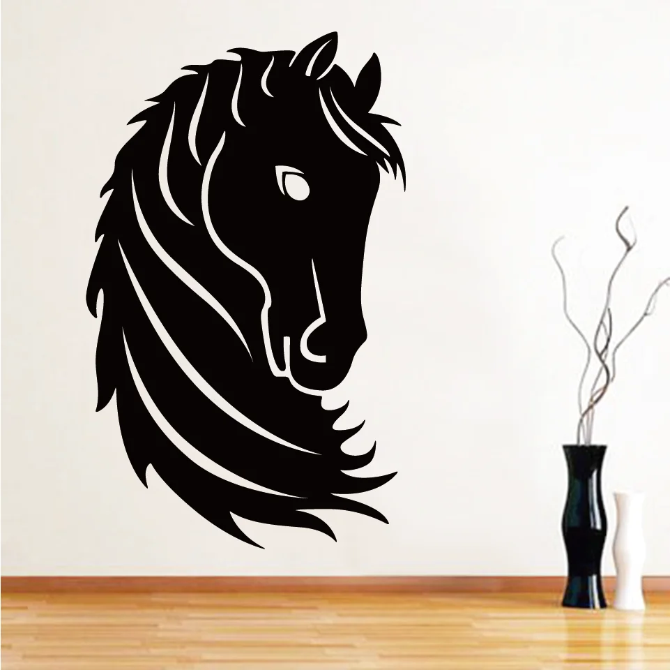 Horse Head Design Vinyl Wall Sticker Creative Cartoon Animal Silhouette