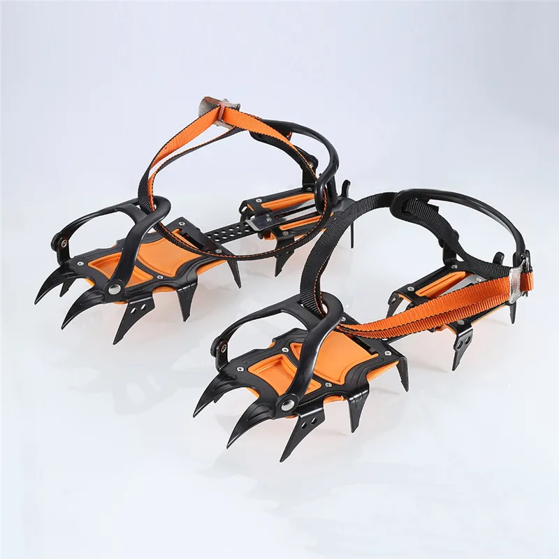 1 Pair of Bundled Crampons Professional 12-point Manganese Steel Ice Gripper Ice Crampons Snow Board For Skiing Climbing