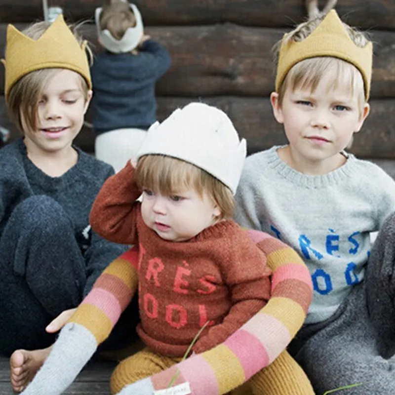 Новые Милые шляпки короны для детей шапки-бини, модные трикотажные хлопковые детские кепки для детей принцесса шапки для мальчиков и девочек повязки на голову для малышей, аксессуары