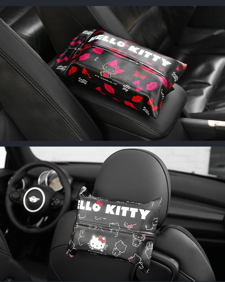 Caixas de Tecido Caixa de Tecido Estilo do Carro Acessórios do Carro para Meninas Kitty Gato Bonito Titular 1pc 12 Automóveis e motos