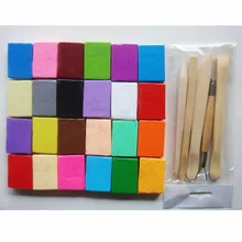 24 цвет художника глины с Деревянный инструмент детей канцелярские глины